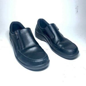 Ecco Womens Loafer Flat Shoes Black Side Zipper